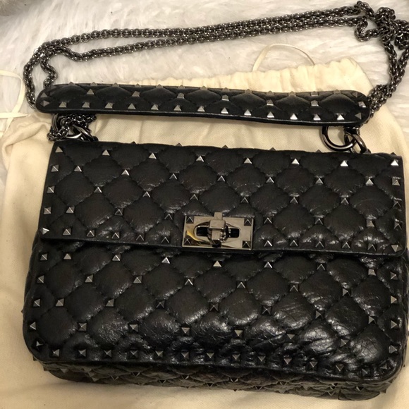 Valentino Handbags - Valentino Black Leather Rockstud Handbag Spike EUC